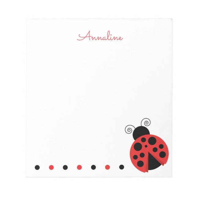 Polka Dot Ladybug Personalised Notepad (Front)