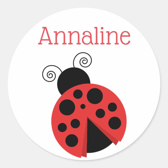 Polka Dot Ladybug Personalised Stickers (Front)