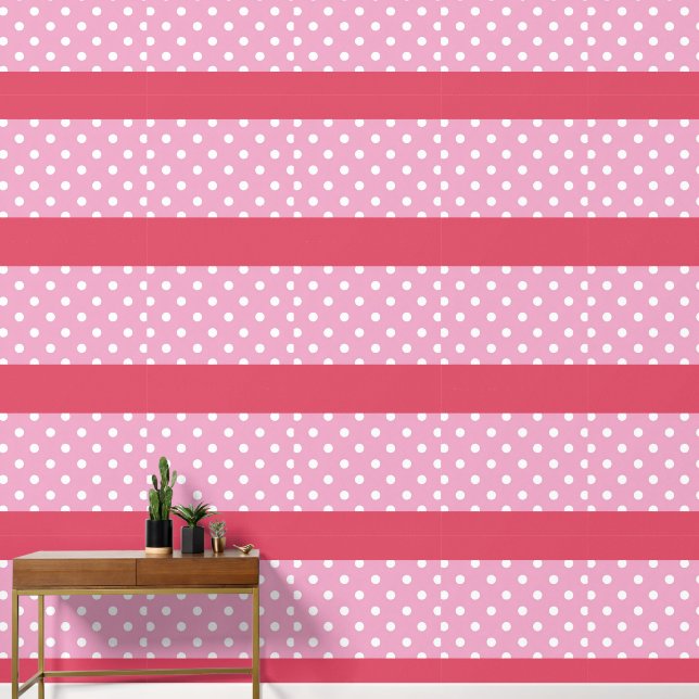 Polka Dot Lavender Stripe Peel and Stick Wallpaper (Hallway)