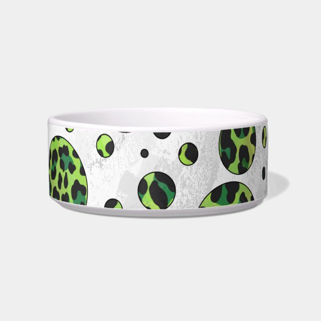 Polka Dot Leopard Black and Green Bowl (Right)