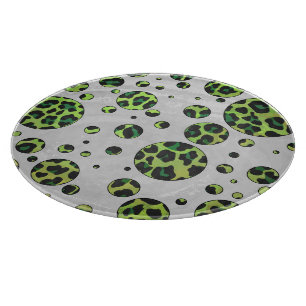 Polka Dot Leopard Black and Green Cutting Board