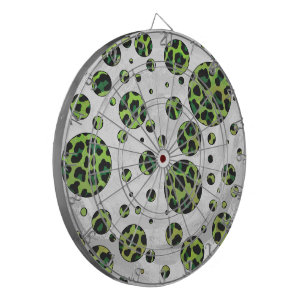 Polka Dot Leopard Black and Green Dartboard