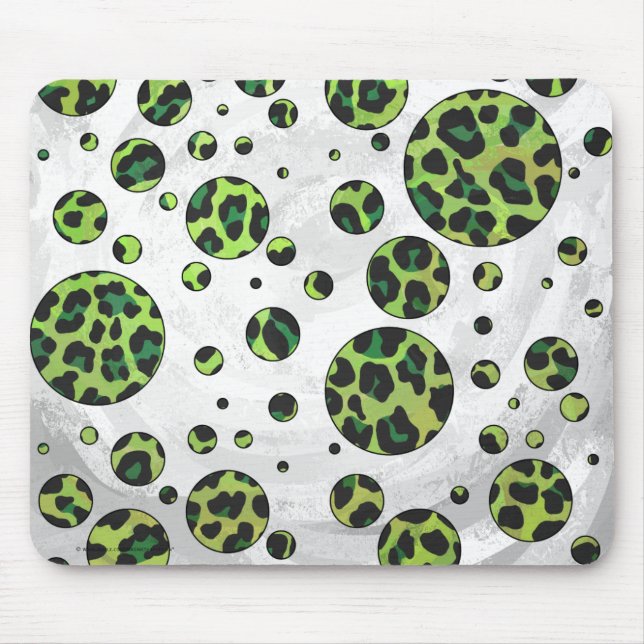 Polka Dot Leopard Black and Green Mouse Pad (Front)