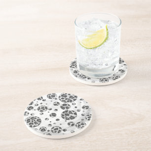 Polka Dot Leopard Black and White Design Coaster