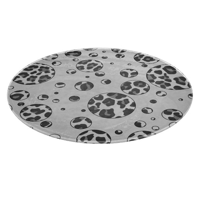 Polka Dot Leopard Black and White Design Cutting Board (Corner)