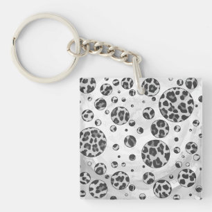 Polka Dot Leopard Black and White Design Key Ring