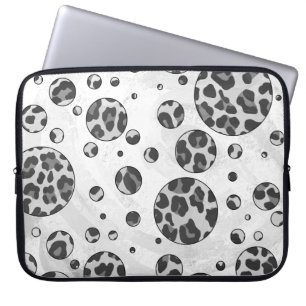 Polka Dot Leopard Black and White Design Laptop Sleeve