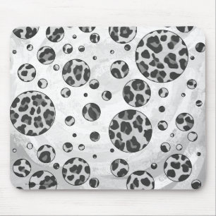 Polka Dot Leopard Black and White Design Mouse Pad