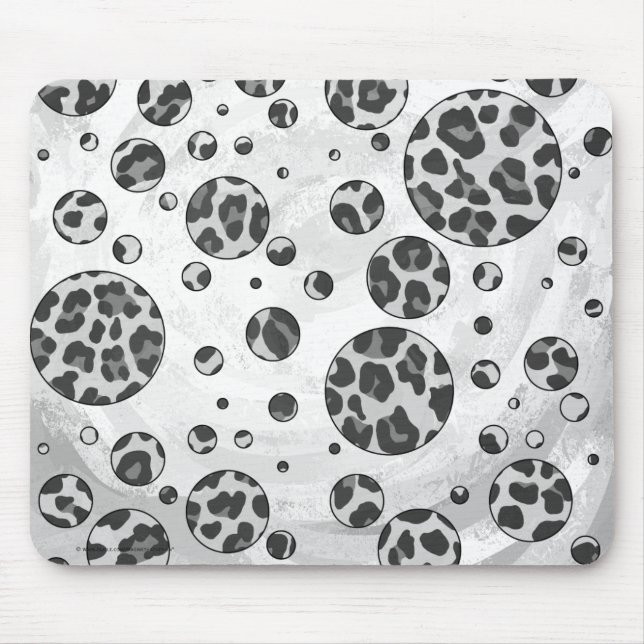 Polka Dot Leopard Black and White Design Mouse Pad (Front)