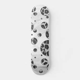 Polka Dot Leopard Black and White Design Skateboard