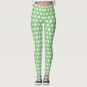 Polka Dot Light Green and White Leggings