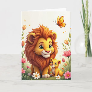 Polka Dot Lion Family Card