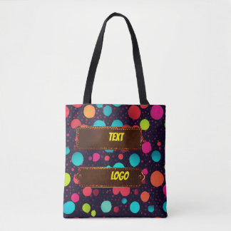 Polka Dot logo text design shoulder Tote bag 
