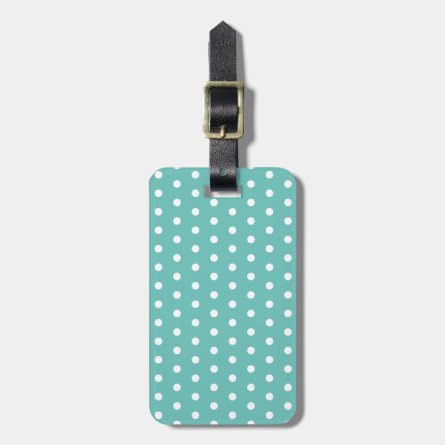 Polka Dot Luggage Tag (Aqua & White) (Front Vertical)