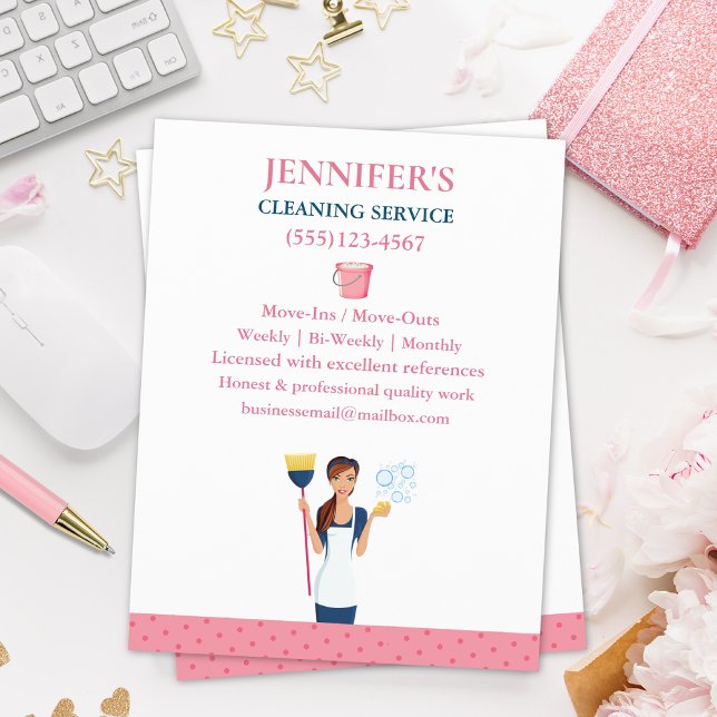 Polka Dot Maid House Cleaning Service Flyer (Creator Uploaded)