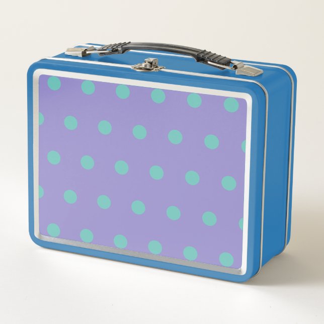 Polka Dot Metal Lunchbox (Lavender & Aqua) (Front)