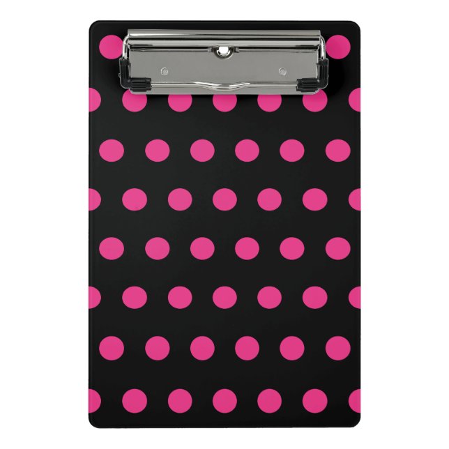 Polka Dot Mini Clipboard (Black & Neon Pink) (Front)