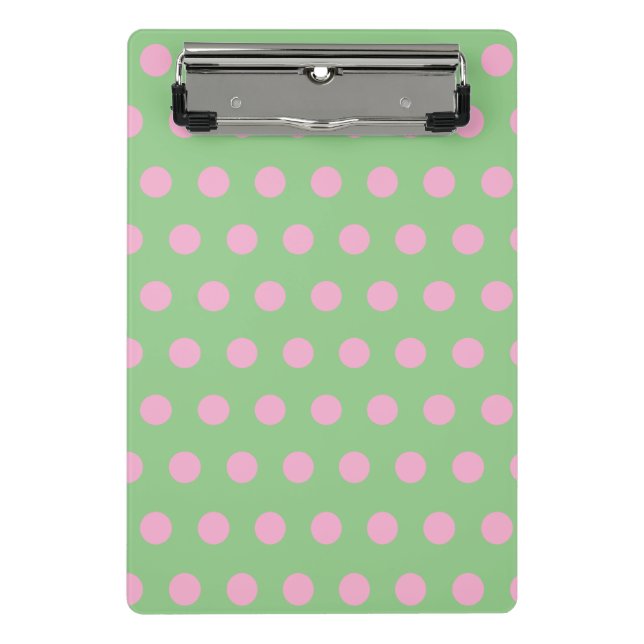 Polka Dot Mini Clipboard (Sage Green & Pastel Pink (Front)