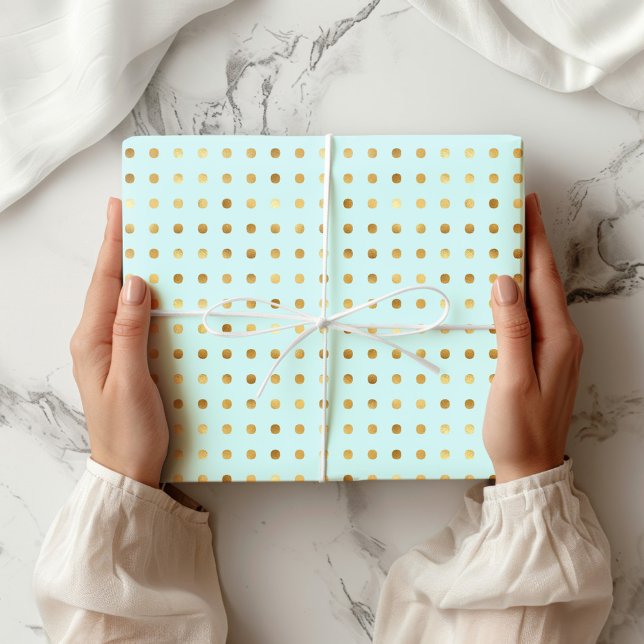 Polka Dot Mint And Faux Gold Foil Wrapping Paper (Creator Uploaded)