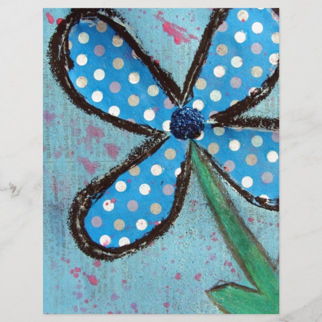 Polka Dot Mixed Media Flower (Front)