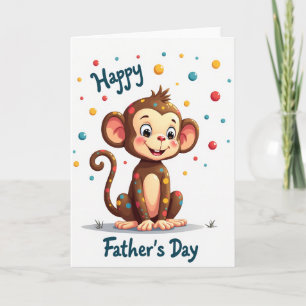 Polka Dot Monkey Fathers Day Card