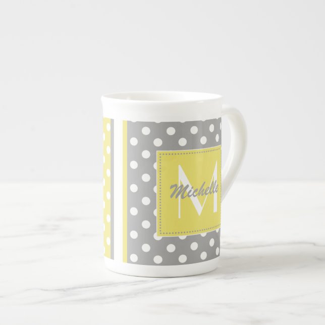 Polka Dot Monogram China Speciality Mugs (Front Right)