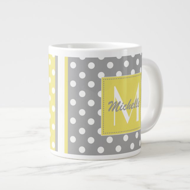 Polka Dot Monogram Jumbo Mug (Front Right)