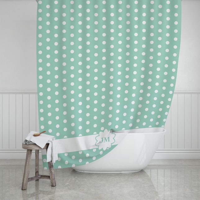 Polka Dot Monogram Shower Curtain (Creator Uploaded)