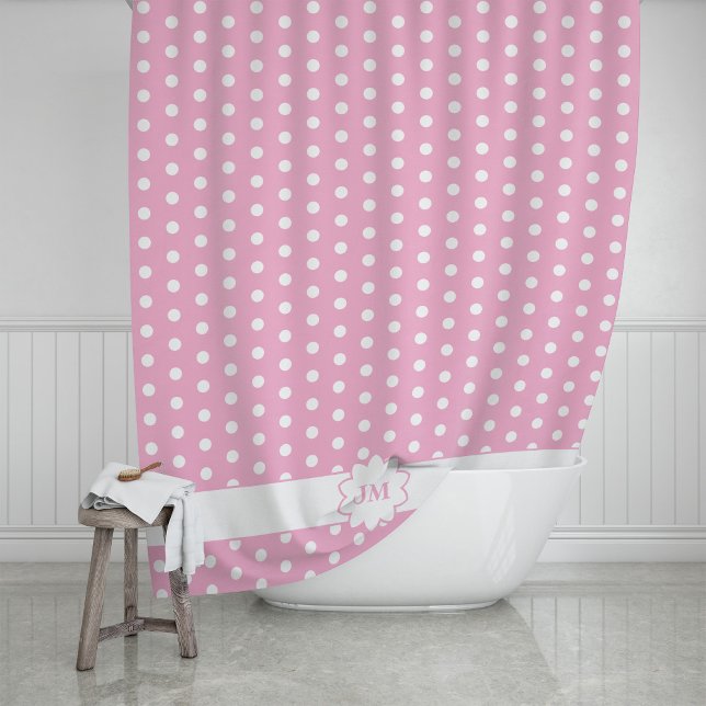 Polka Dot Monogram Shower Curtain (Creator Uploaded)