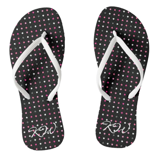 Polka Dot Monogrammed Flip Flops (Footbed)