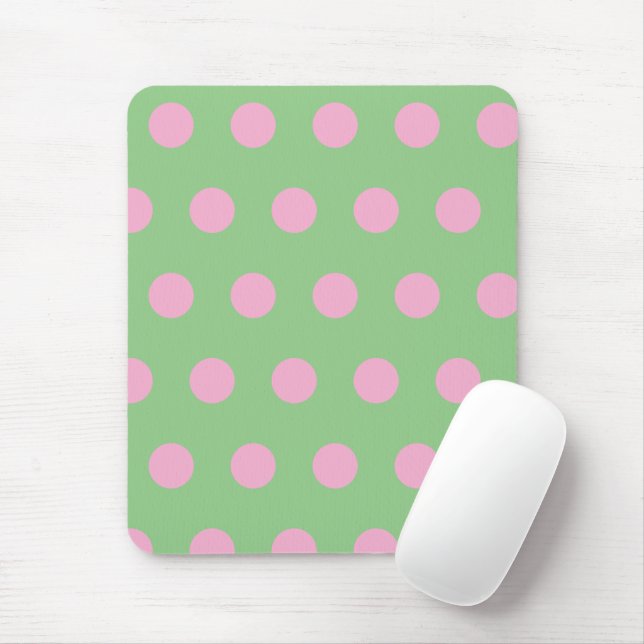 Polka Dot Mouse Pad (Sage Green & Pastel Pink) (With Mouse)