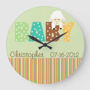 Polka Dot Multi Colour Personalised Baby Clock