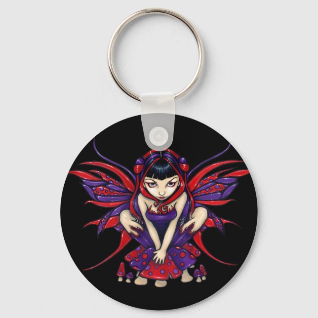 "Polka Dot Mushroom Fairy" Keychain (Front)