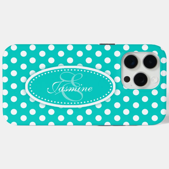Polka dot named teal aqua  Case-Mate iPhone case (Back (Horizontal))
