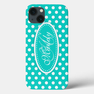 Polka dot named teal aqua ipad case