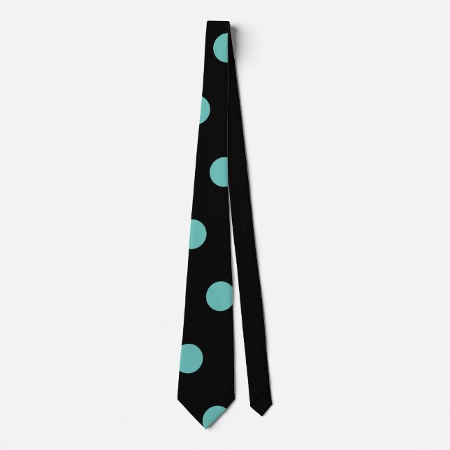 Polka Dot Neck Tie (Black & Aqua) (Front)