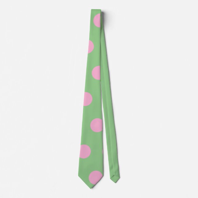 Polka Dot Neck Tie (Sage Green & Pastel Pink) (Front)