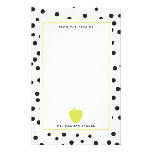 Polka Dot Neon Apple Teacher Stationery