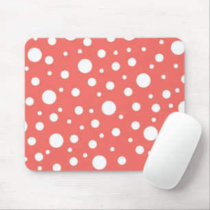 Polka Dot on Living Coral Mouse Pad