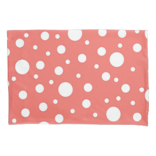 Polka Dot on Living Coral Pillowcase