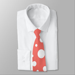 Polka Dot on Living Coral Tie