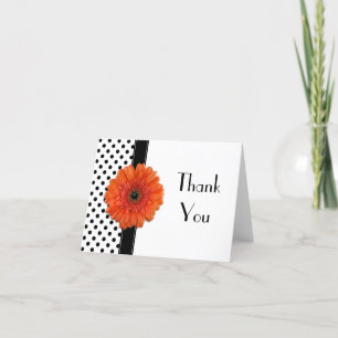 Polka Dot Orange Daisy Wedding Shower Thank You