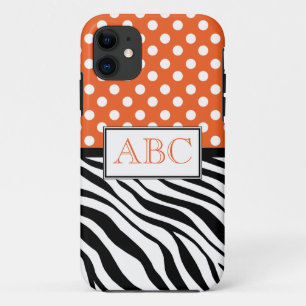 Polka Dot Orange & Zebra Print iPhone 5 Case