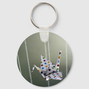 polka dot origami crane key ring