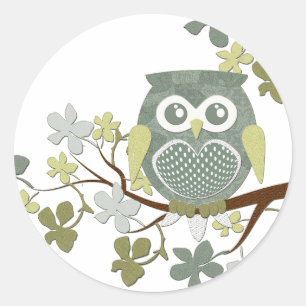 Polka Dot Owl in Tree Classic Round Sticker