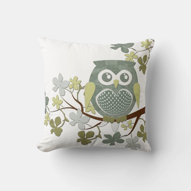 Polka Dot Owl in Tree Cushion (Front)