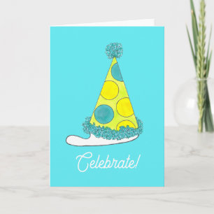 Polka Dot Party Hat Celebrate Birthday New Year's Holiday Card