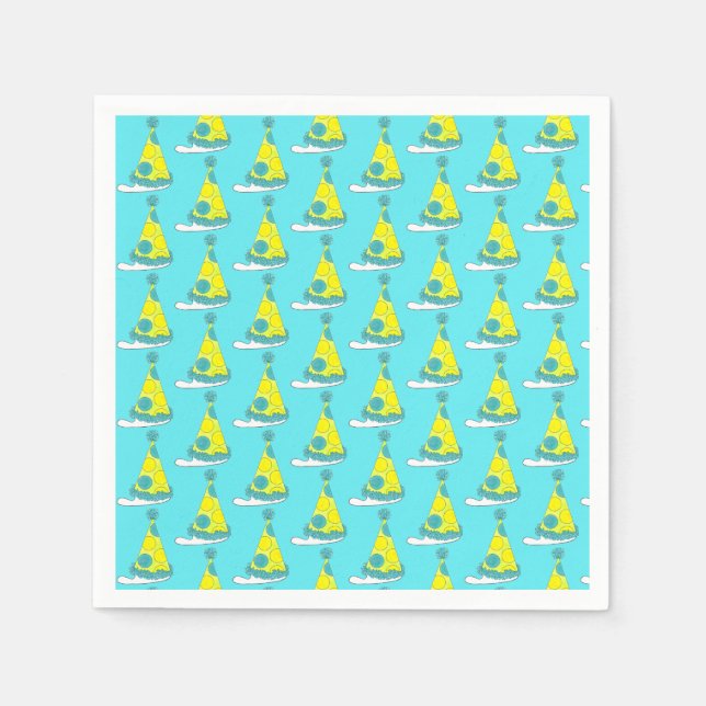 Polka Dot Party Hat Happy Birthday Celebration Napkin (Front)