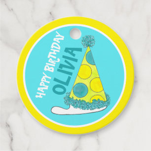 Polka Dot Party Hats Happy Birthday Celebration Favour Tags