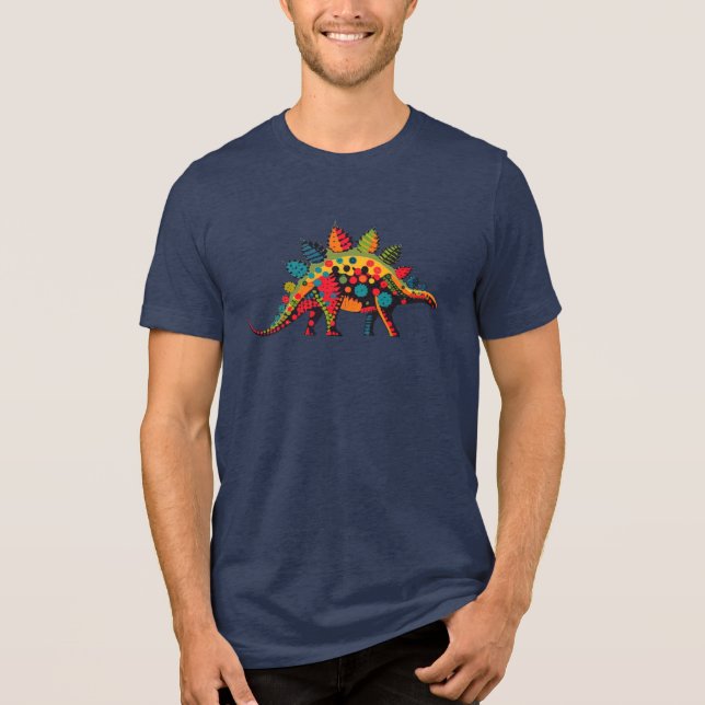 Polka Dot Party Pal: Stegosaurus Unisex T-Shirt Tri-Blend Shirt (Front)